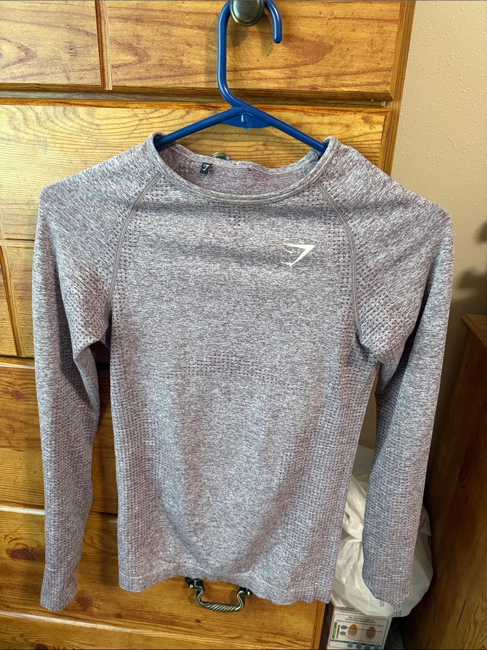 Gymshark Heathered Light Purple Long Sleeve Active Top